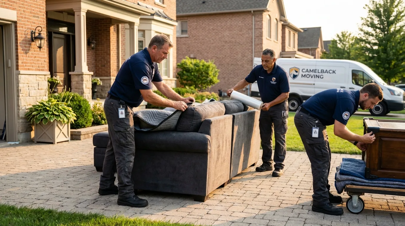 Large estate moving crew wrapping furniture in Krebs, OK